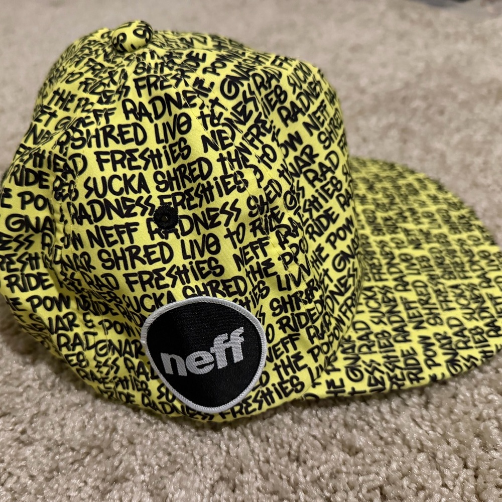 Neff Graffiti Snapback Hat Yellow Black Streetwear Skate Cap Graffiti
